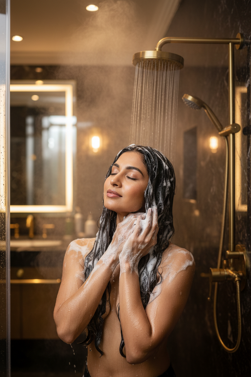 Shampoo application lifestyle